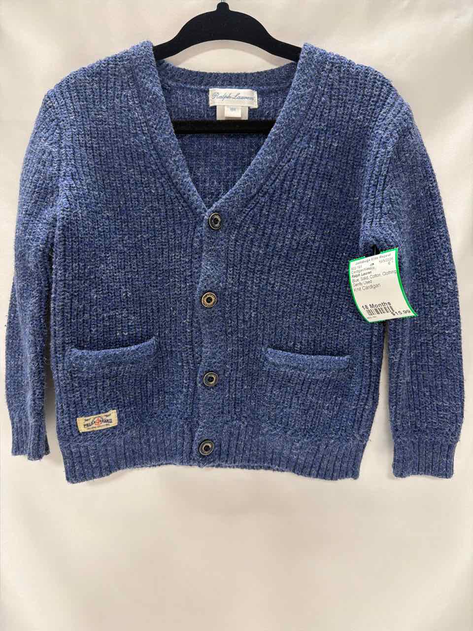 Ralph Lauren Size 18 Months Blue Gently Used Cardigan/Kimono
