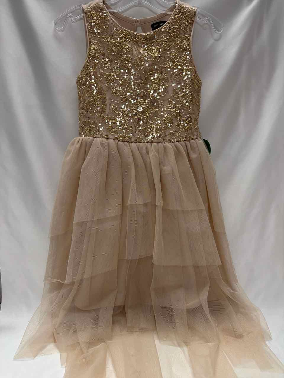 Zunie Size 7 Gold Gently Used Dress- Formal