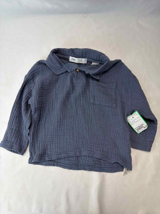Zara Size 9-12 Months Blue Gently Used Shirt- Casual