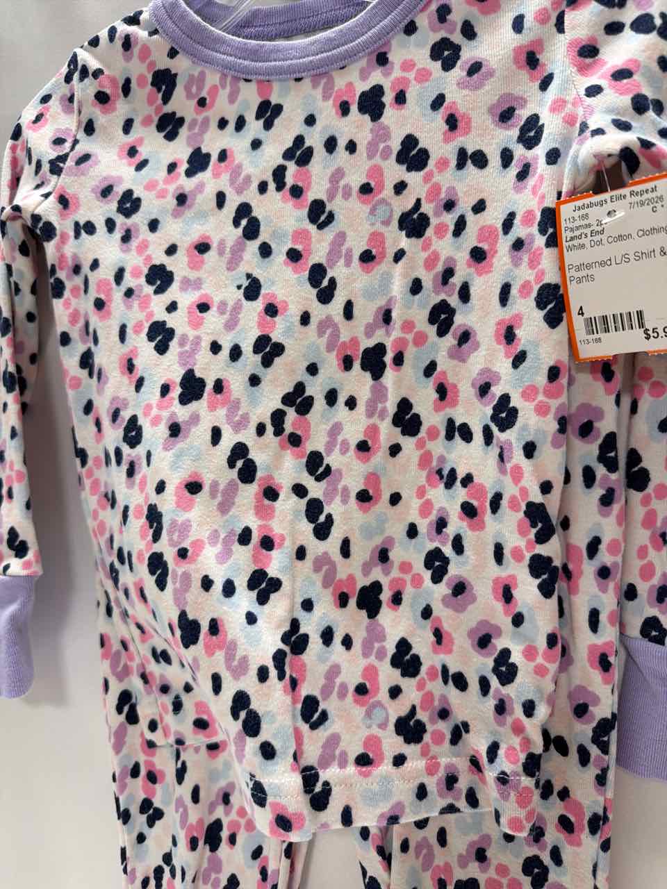 Land's End Size 4 White Pajamas- 2pc