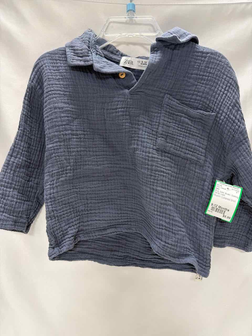 Zara Size 9-12 Months Blue Gently Used Shirt- Casual