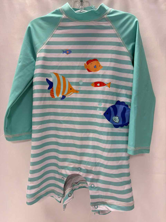 Little Me Size 24 Months Aqua Swimsuit- 1pc