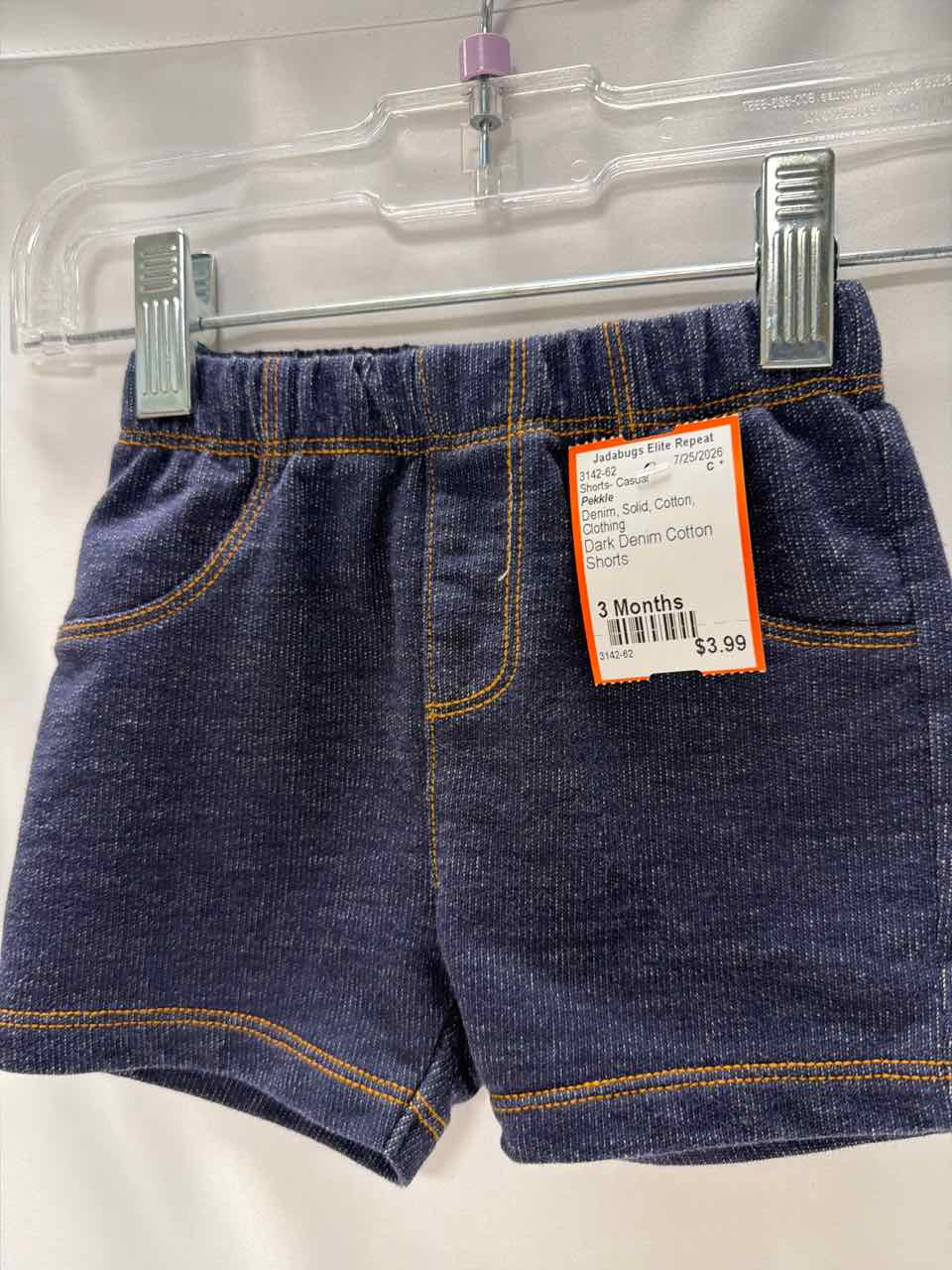 Pekkle Size 3 Months Denim Shorts- Casual