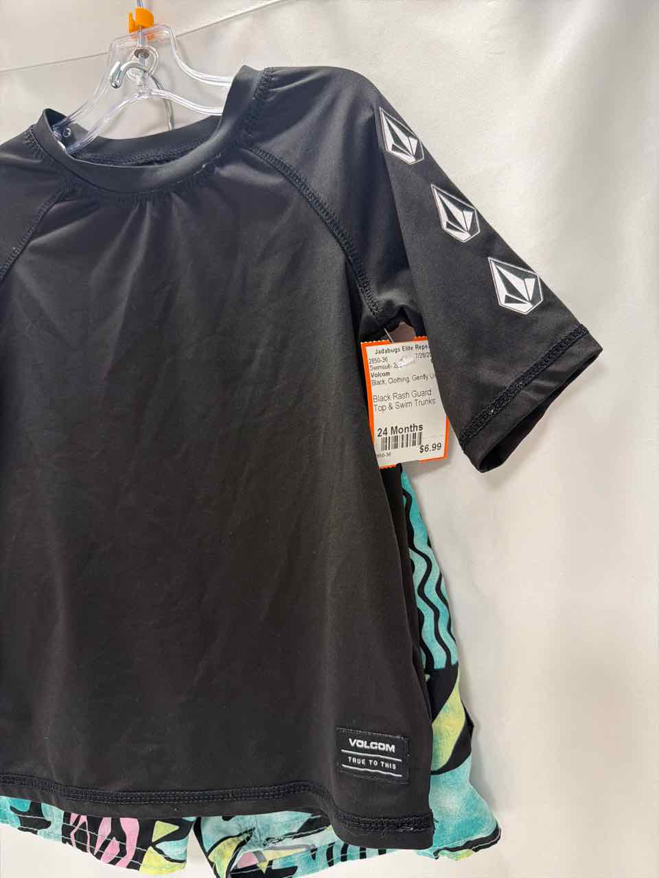 Volcom Size 24 Months Black Gently Used Swimsuit- 2pc
