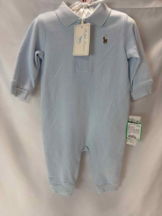 Ralph Lauren Size 6 Months Baby Blue New With Tags Romper- Casual