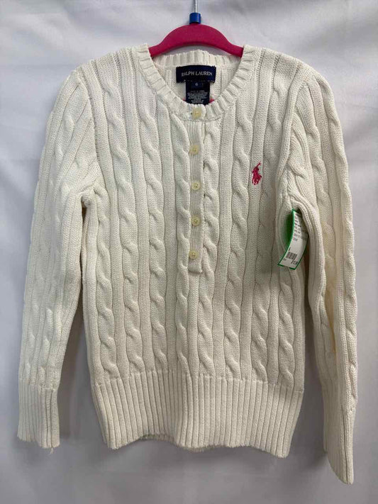 Ralph Lauren Size 6 White Gently Used Sweater