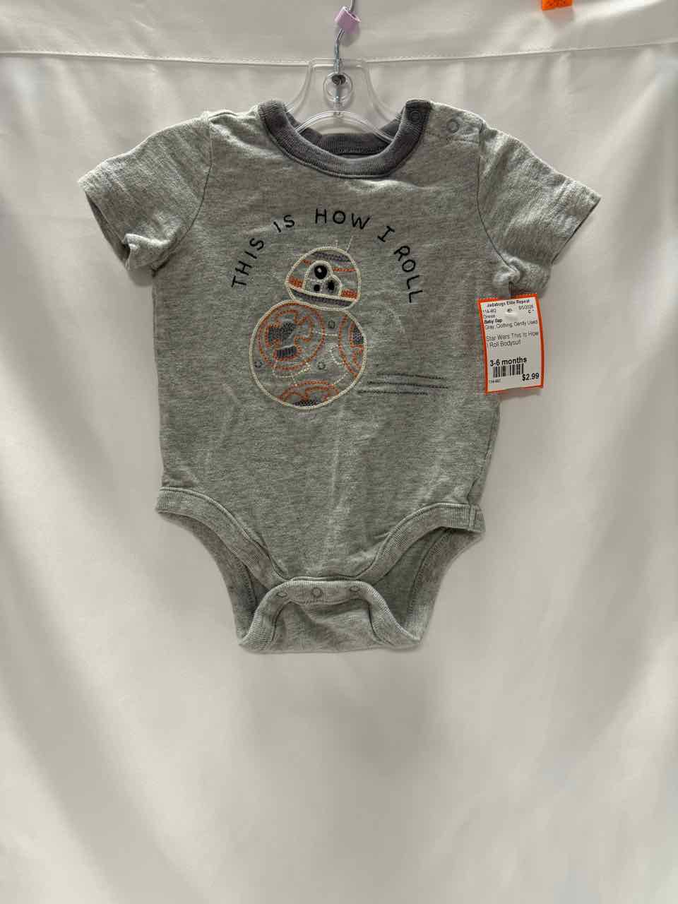 Baby Gap Size 3-6 months Gray Gently Used Onesie