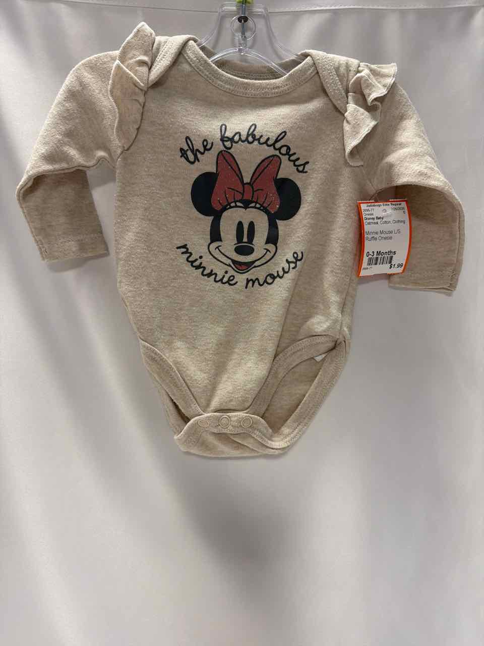 Disney Baby Size 0-3 Months Oatmeal Onesie