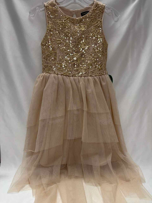Zunie Size 7 Gold Gently Used Dress- Formal