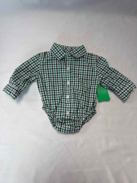 Janie and Jack Size 0-3 Months Green Gently Used Onesie