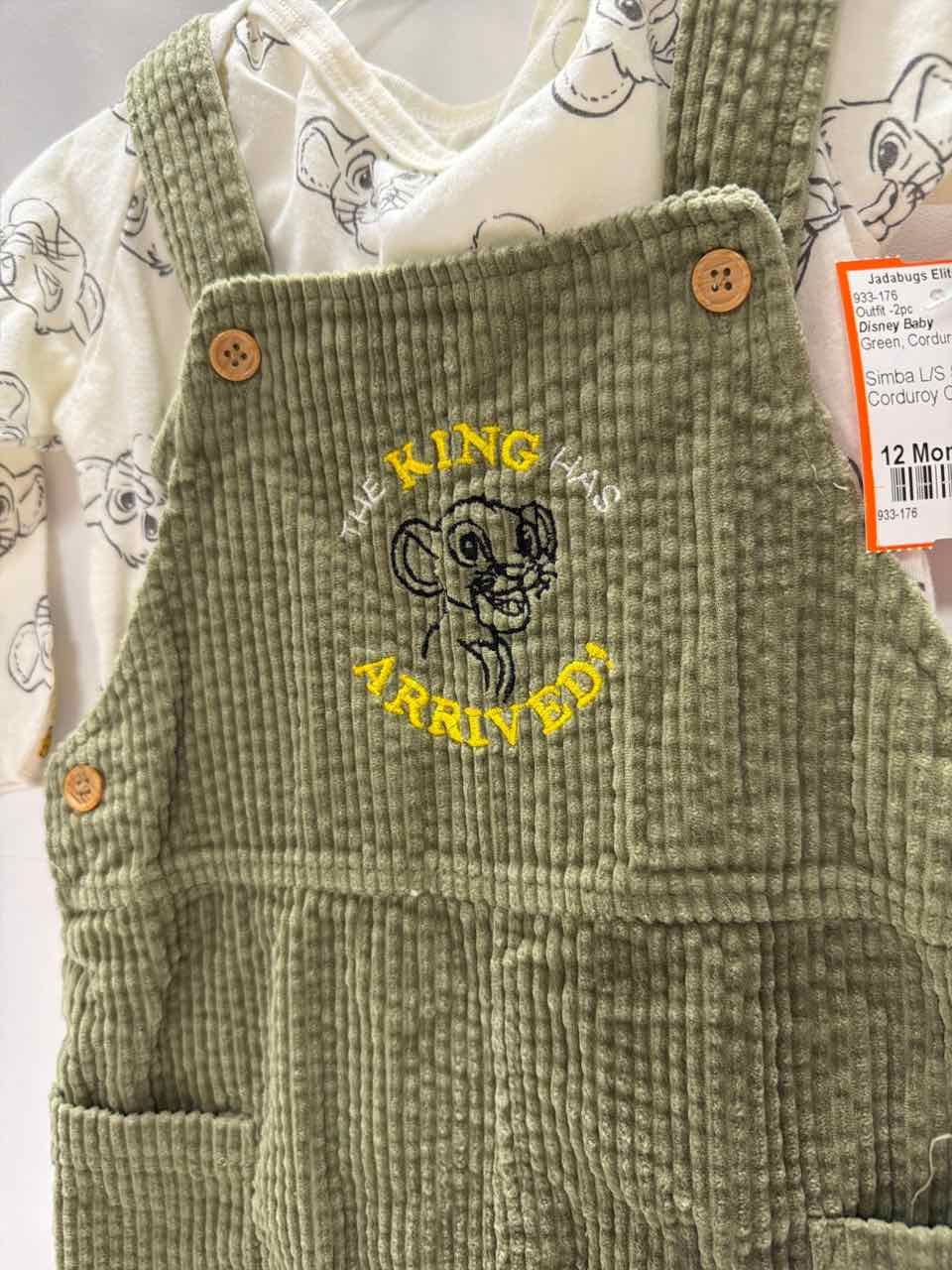 Disney Baby Size 12 Months Green Outfit -2pc