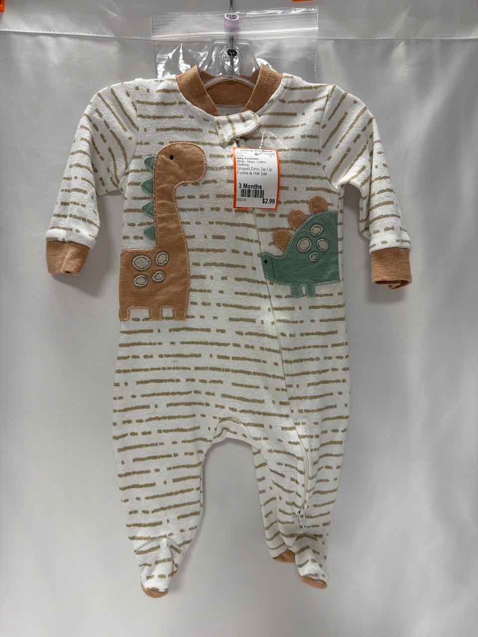Baby Essentials Size 3 Months White Footie
