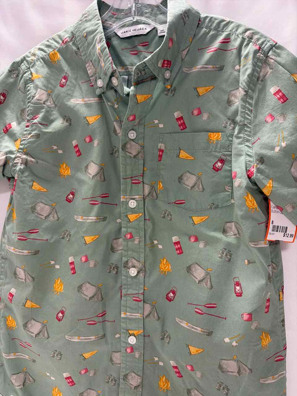 Janie and Jack Size 8 Green Shirt- Formal