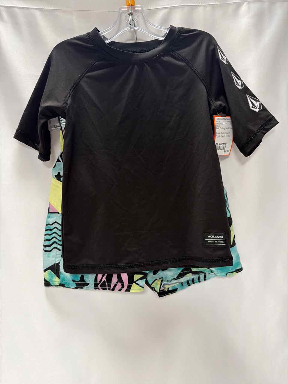 Volcom Size 24 Months Black Gently Used Swimsuit- 2pc