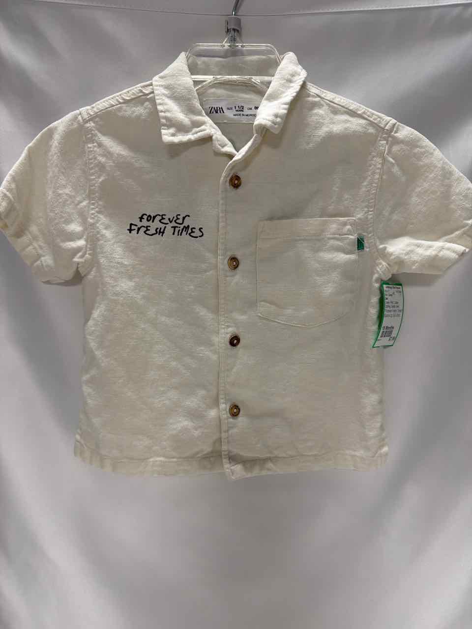 Zara Size 18 Months Cream Gently Used Shirt- Casual