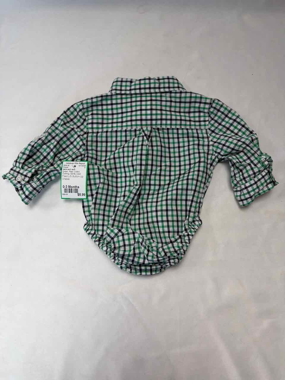 Janie and Jack Size 0-3 Months Green Gently Used Onesie