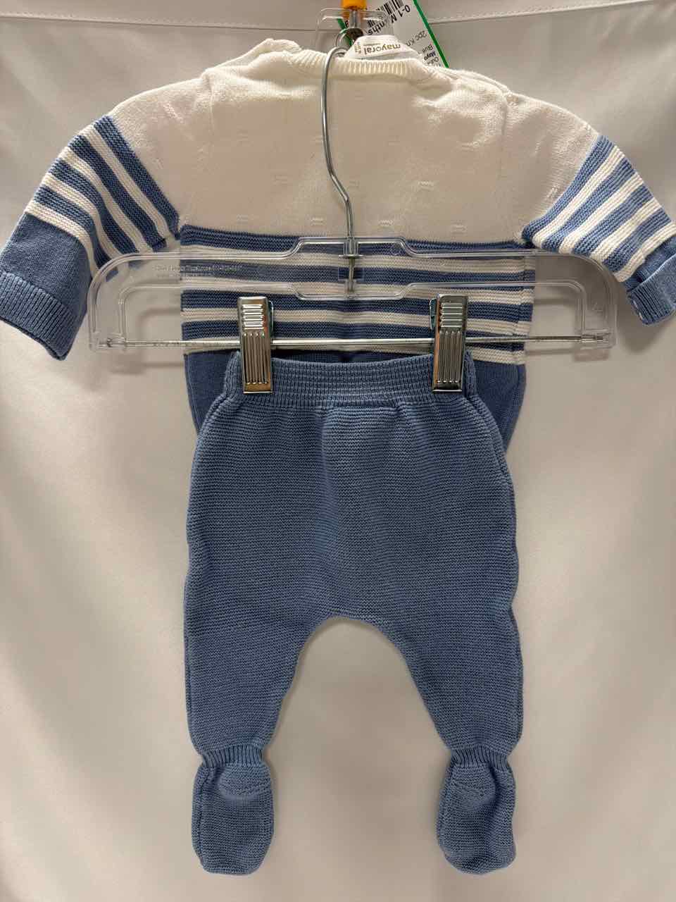 Mayoral Size 0-1 Months Blue Gently Used Outfit -2pc
