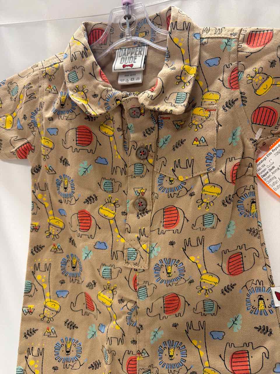 Dapper Dude Size 3-6 months Brown Romper- Casual