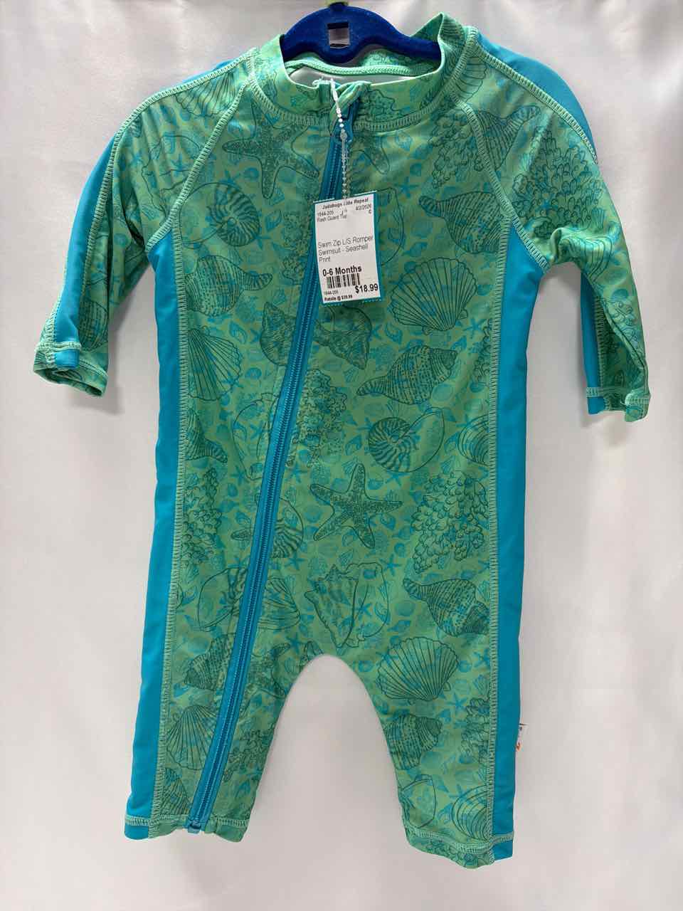 Swim Zip Size 0-6 Months Green Rash Guard Top