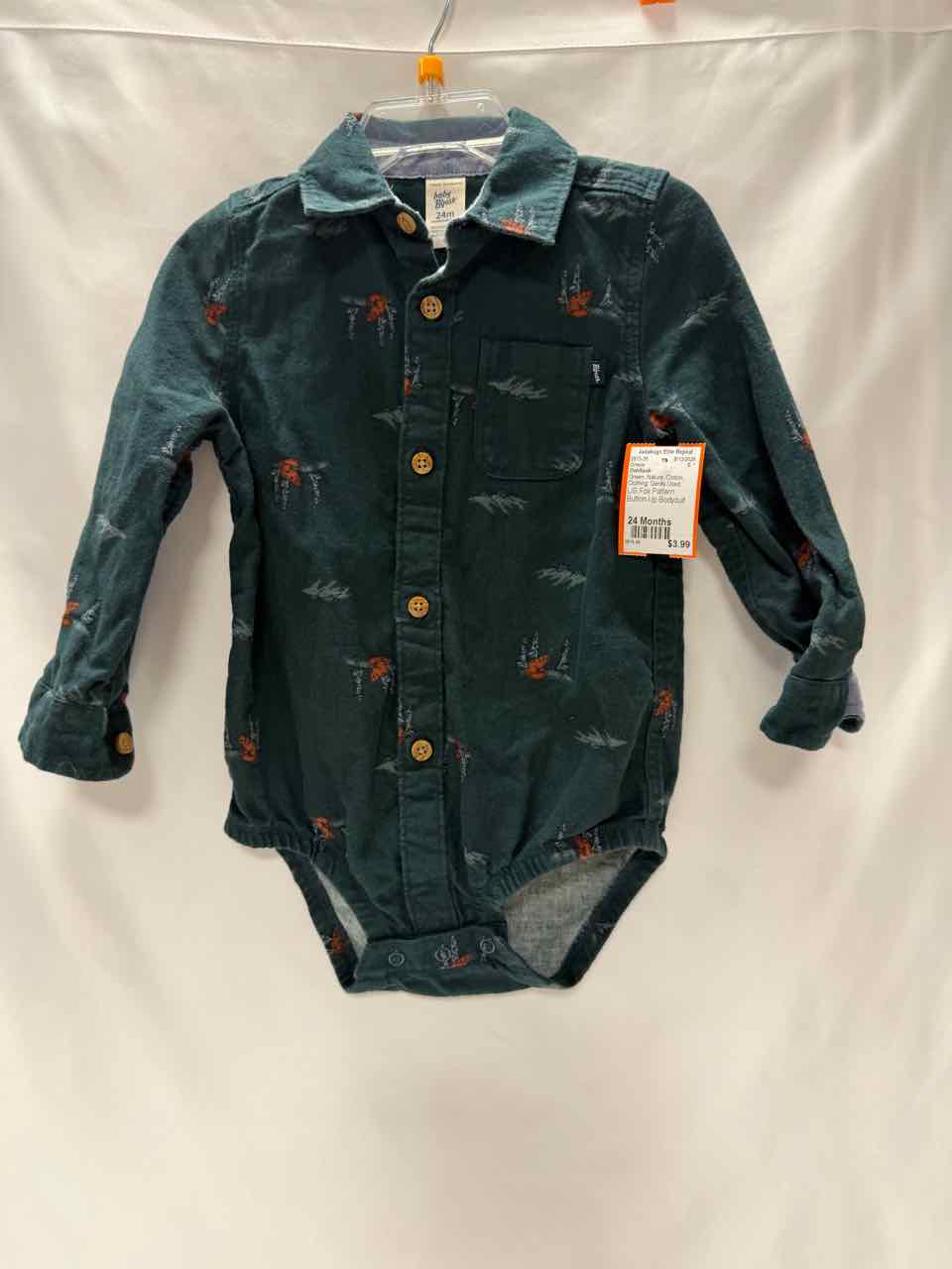 OshKosh Size 24 Months Green Gently Used Onesie
