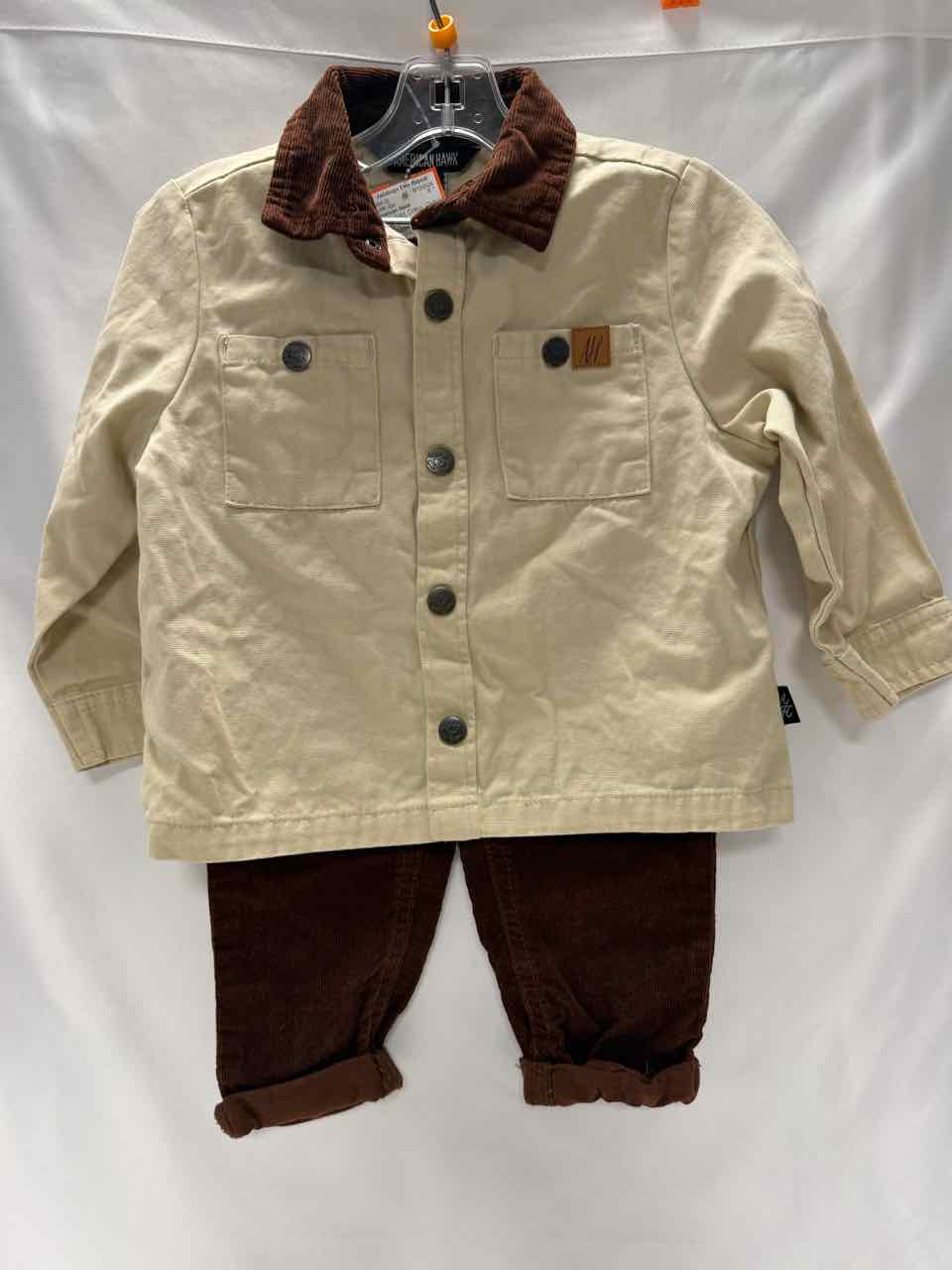American Hawk Size 2T Beige Gently Used Outfit -2pc