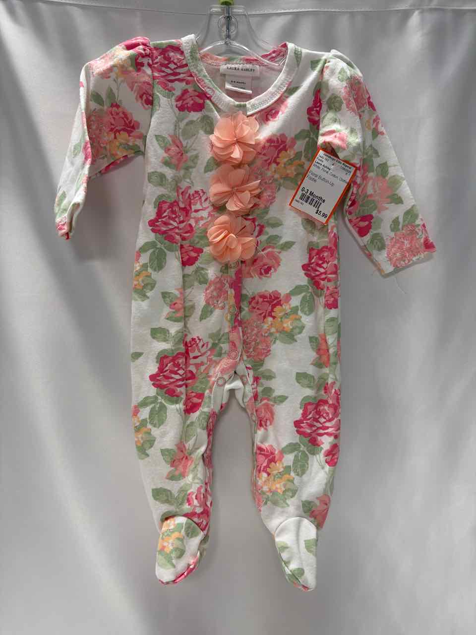 Laura Ashley Size 0-3 Months White Footie