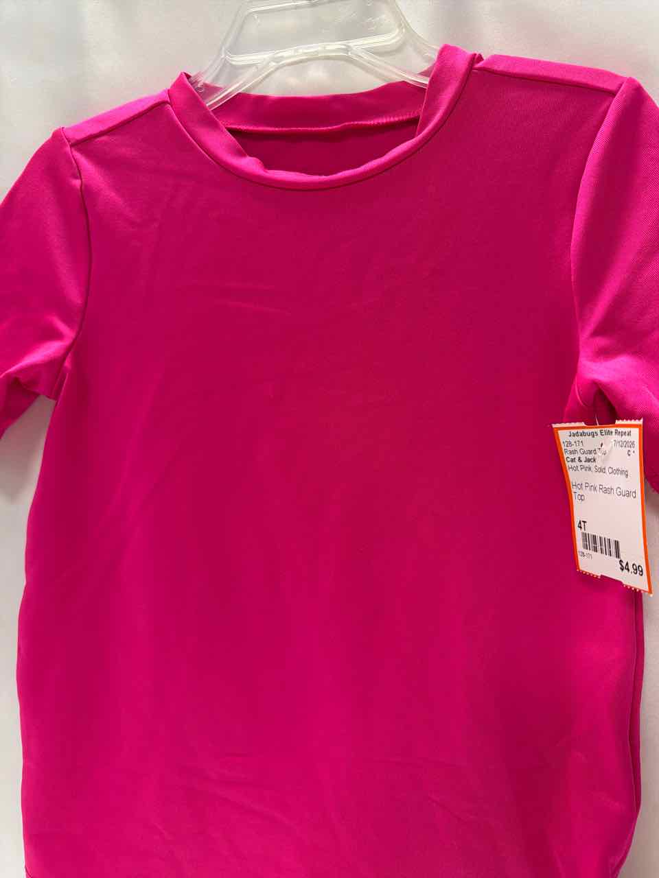 Cat & Jack Size 4T Hot Pink Rash Guard Top