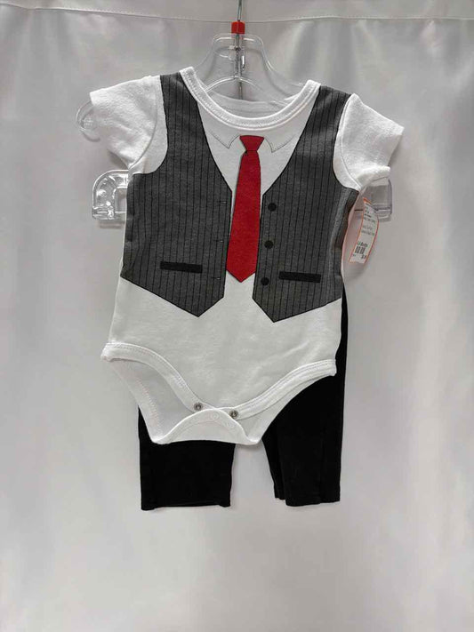 Little Treasure Size 6-9 Months White Outfit -2pc