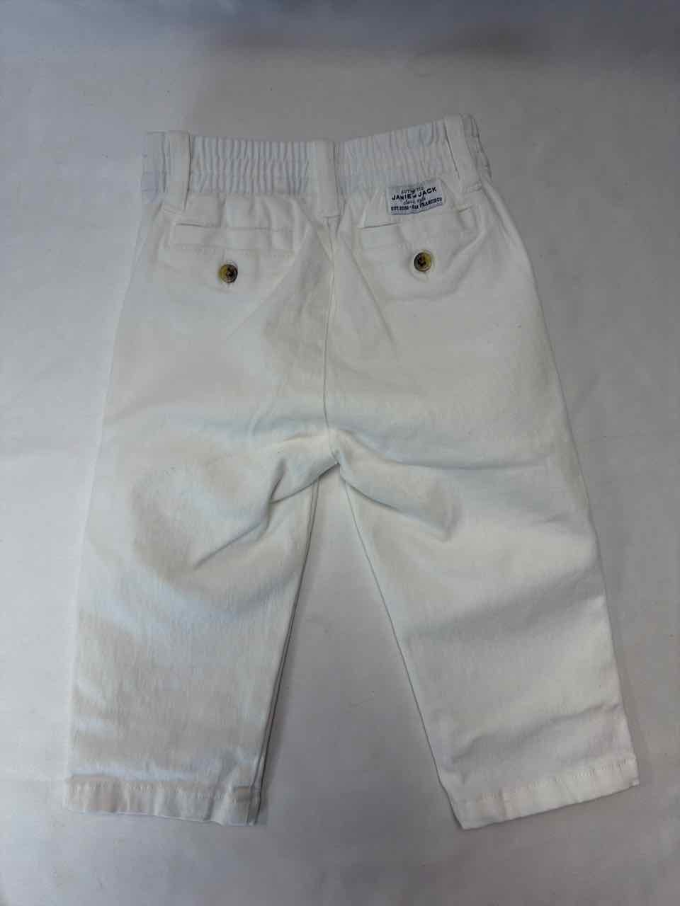 Janie and Jack Size 6-12 Months White Gently Used Pants- Casual