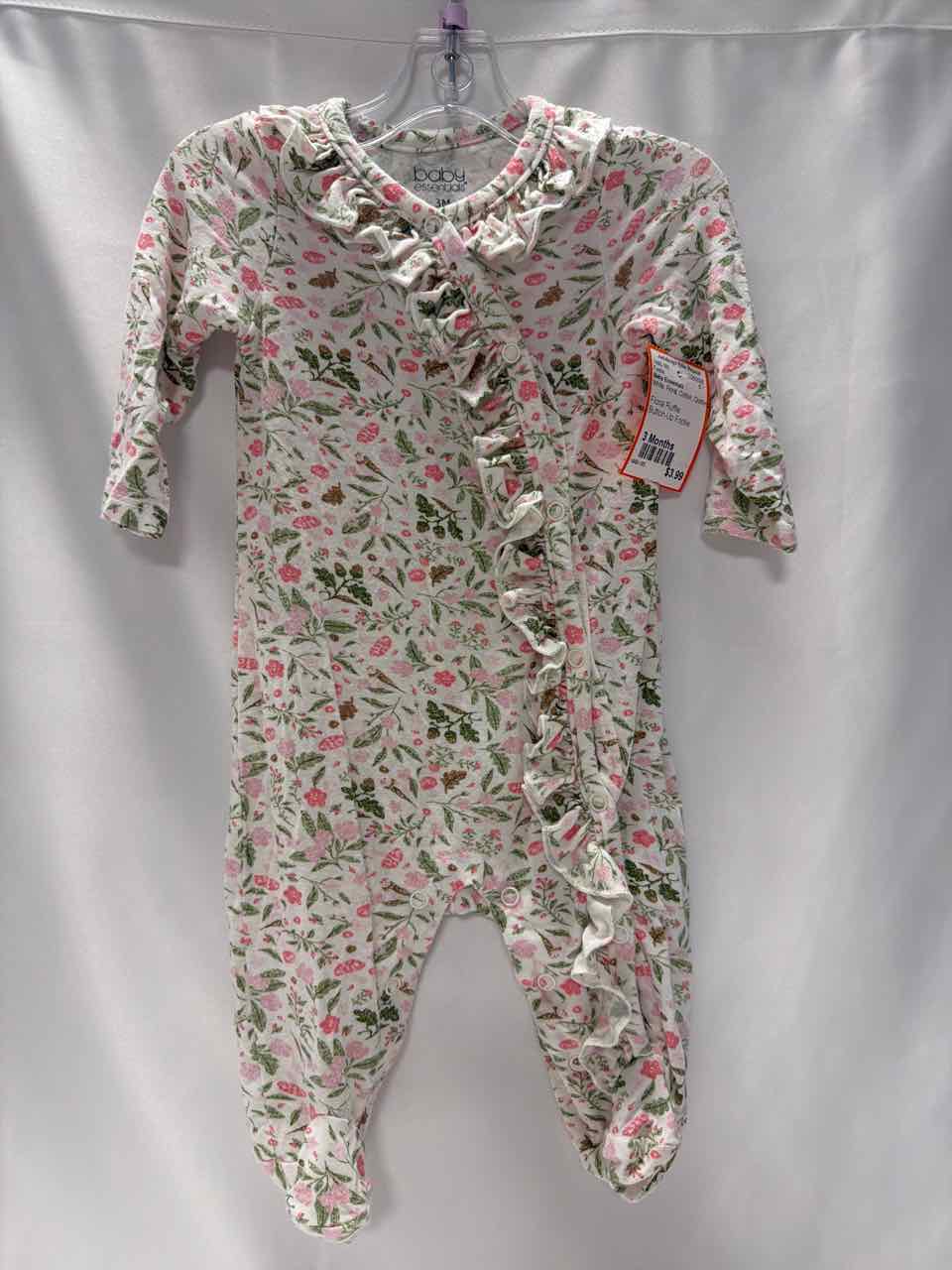 Baby Essentials Size 3 Months White Footie