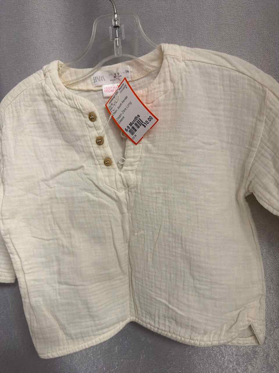 Zara Size 6-9 Months Cream Shirt- Casual