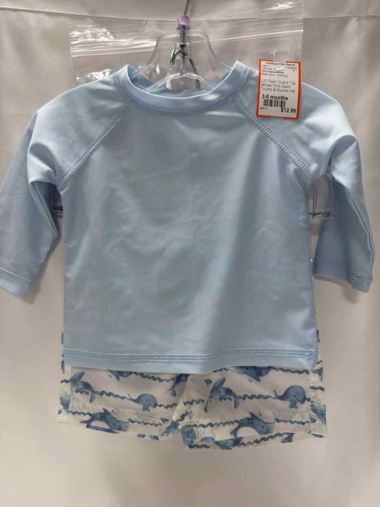 First Impressions Size 3-6 months Baby Blue Swimsuit- 3pc