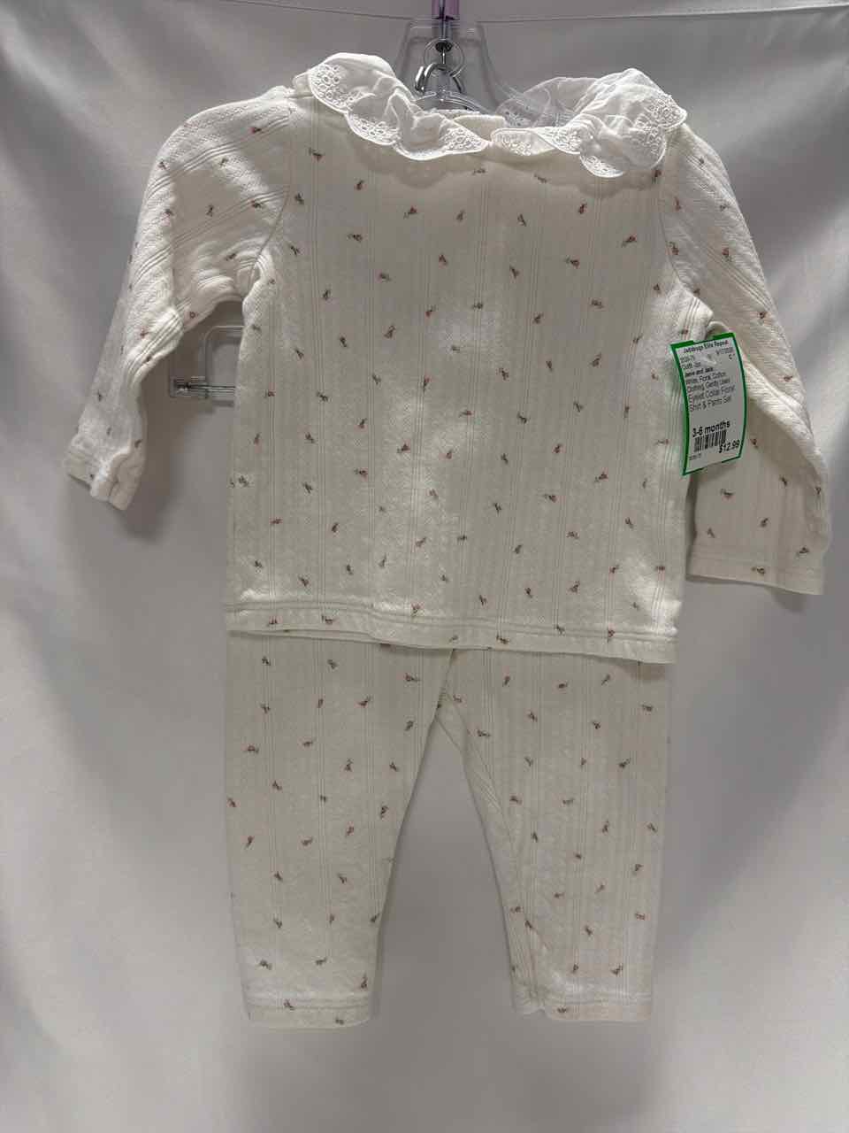 Janie and Jack Size 3-6 months White Gently Used Outfit -2pc