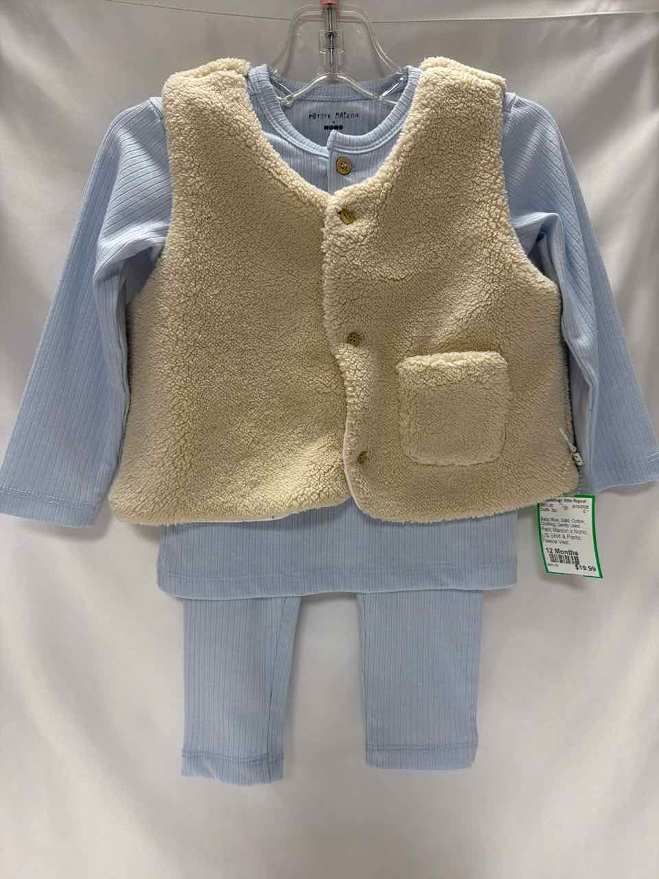 Size 12 Months Baby Blue Gently Used Outfit- 3pc