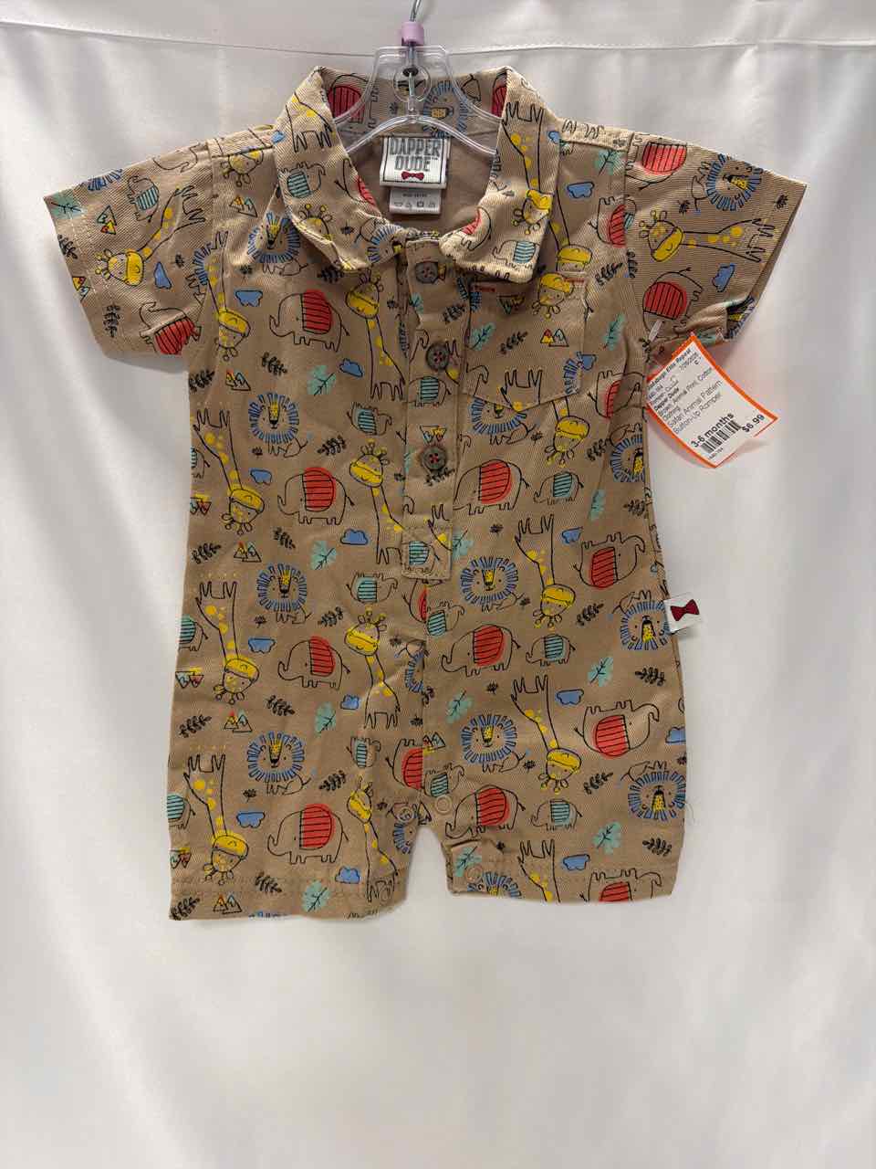 Dapper Dude Size 3-6 months Brown Romper- Casual